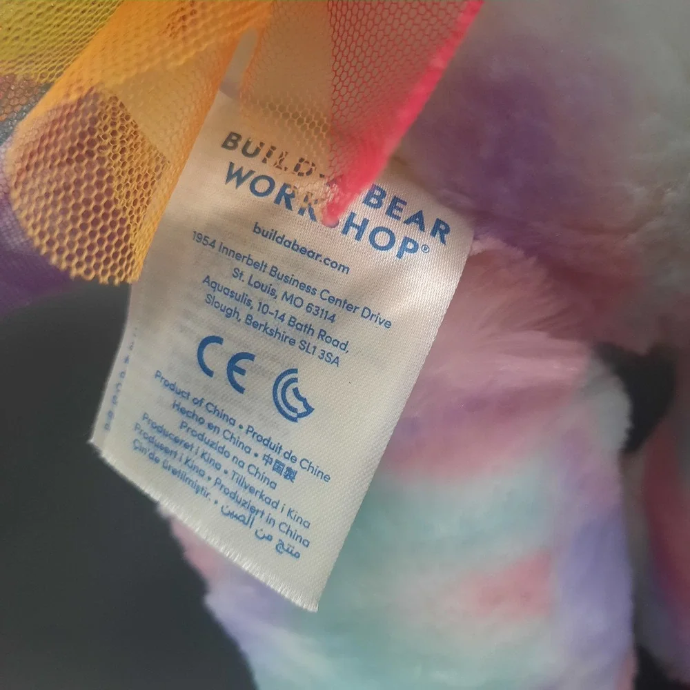 Build A Bear‎ Tie Dye Rainbow Heart Plush Stuffed Animal Cat